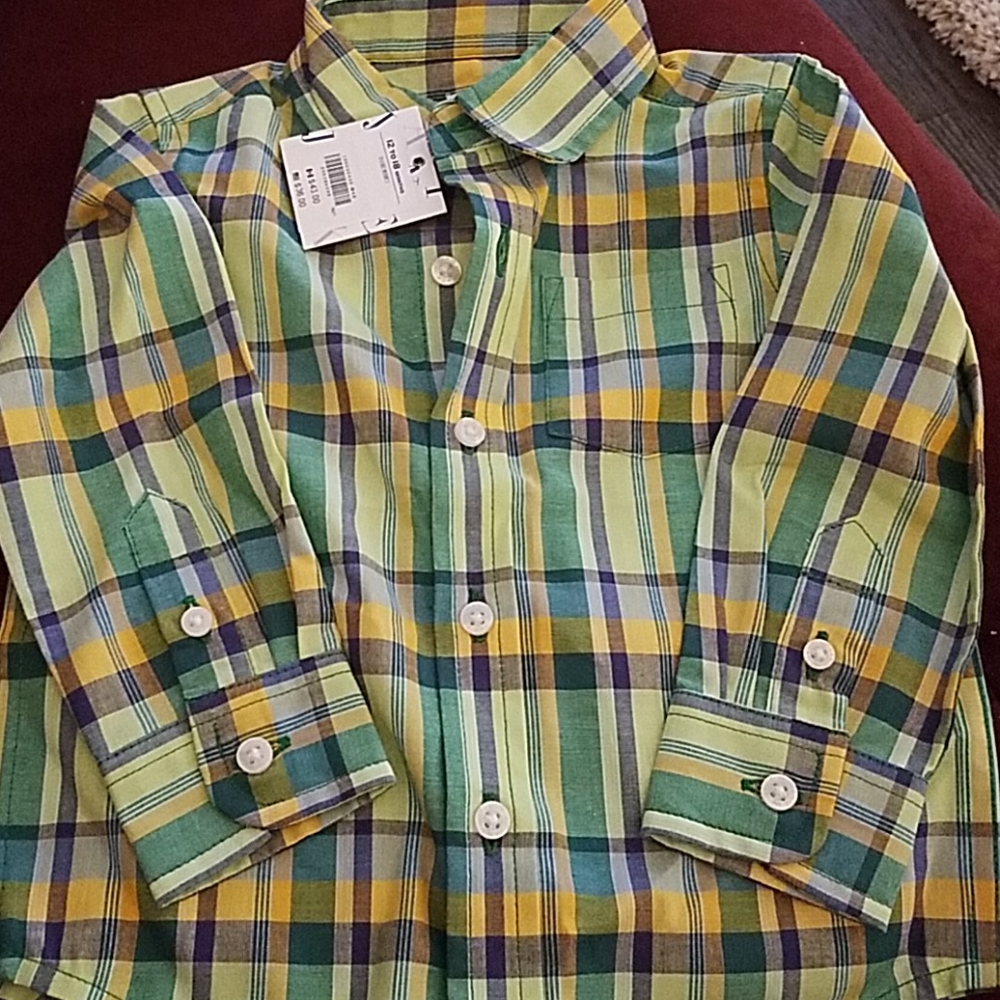 Janie and jack plaid button down shirt 12-18 month